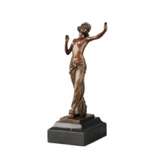 Arte femenino escultura de bronce hecha a mano de la escultura del bailarín de la estatua de cobre TPE-709
